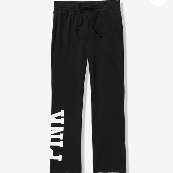 PINK Victoria's Secret Pants - VS PINK straight leg cut off pants L black + white